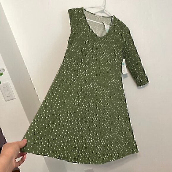 NEW NWT NINE BRITTON STITCH FIX Skylee Brushed Knit Dress Olive Green Polka Dot - Picture 9 of 12